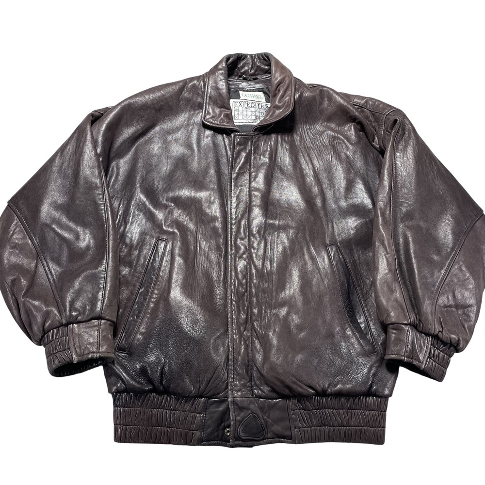 Vintage Expedition Leather Jacket Robert Comstock Bomber Biker Aviator Brown 36